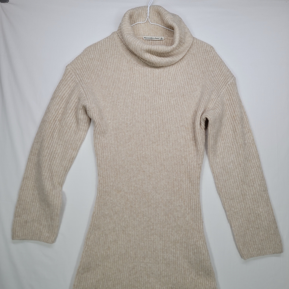 Abercrombie & Fitch Cream Turtleneck Sweater Dress